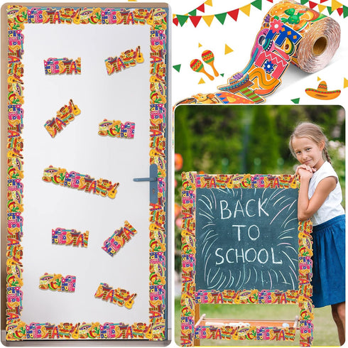 Mexican Fiesta Bulletin Board Border 68.9 Feet with Butterflies, Flowers, and Inspirational Cute Decor for Classroom