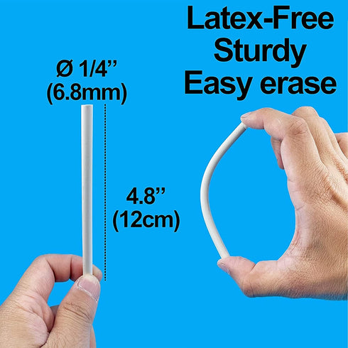 Refill White Latex-Free Erasers for Retractable Click Pocket Eraser, Portable Pen-Style (30 Pack)