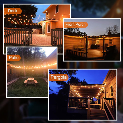 GPATIO Outdoor String Lights, 30FT Waterproof Patio Lights with 15+1 Dimmable Globe G40 Bulbs for Backyard Decor