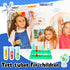 2 Sets Test Tubes with Rack, Clear Plastic Test Tubes with Caps and 6 Holes Holder Rack for Scientific Experiments