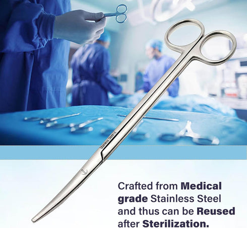 (7" Metzenbaum Dissecting Scissors with Gold Rings- Long Slim Precision Scissors made of Medical Grade Premium Quality