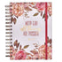 Christian Art Gifts Hardcover Journal, With God All Things Matthew 19:26, Pink Floral, Inspirational, 7 x 8.5