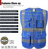 Class 2 Retro-Reflection Safety Vests, 9 Pockets and Front Zipper ANSI/ISEA 107-2015 (Blue-3, 2X-Large)