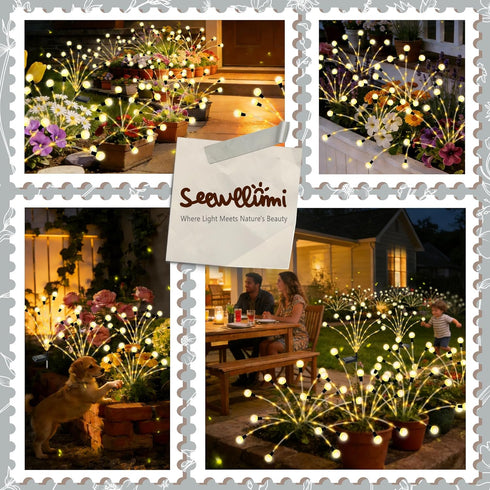 SEEWELUMI Decor(2pack,56LED) Bulb, Solar Garden Lights Outdoor Upgraded Solar Swaying Light for Garden Decorative