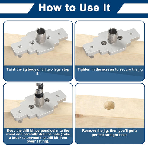 Floating Shelf Bracket Dowel Jig Kit with 1/2" x 9" Drill Bit, Self Centering Drill Guide for Floating Shelf