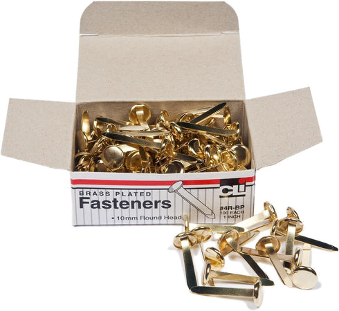 Charles Leonard Fasteners, Round Head, Brass Plated, 1 Inch Shank, 10 MM Head, 100-Pack (4R-BP) by Charles Leonard