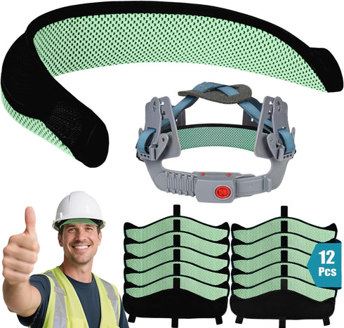 Hard Hat Sweatband 12Pcs, Innovative 3-Layer Fabric Hard Hats Sweat Bands Washable,