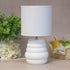 LT1168-OFF 12.68" Simple Designs Chic Glow Mini Stacked Ceramic Table Lamp, Monochromatic Fabric Shade, Small Accent