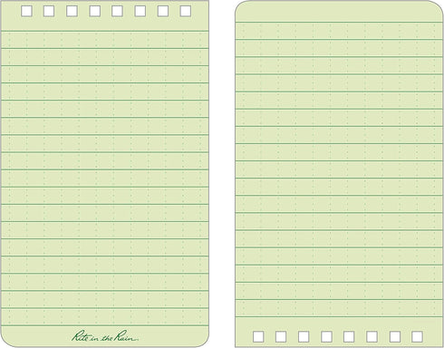 Rite in the Rain Weatherproof Top Spiral Notebook, 3" x 5", Green Cover, Universal Pattern, 3 Pack (No. 935-3X)