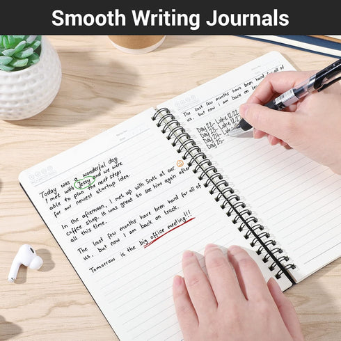 EUSOAR Students Ruled Spiral Notebook, A5, 3 Packs, 5.5" x 8.3", 120 Pages Lined, Travel Writing Notebooks, 3 Colors