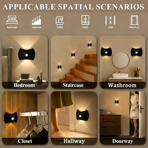 JOGOLED 3 Motion Sensor Light Wall Lamp - Colors Night Light Wall Lamps LED Indoor Up and Down Sconce Rechargeable