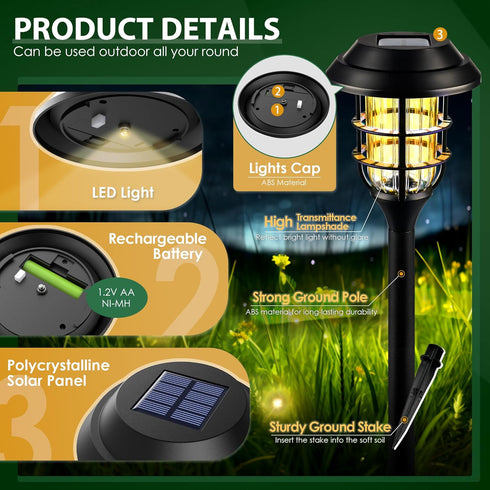 8 Pack(Warm SOLPEX Solar Lights for Outside, Solar Outdoor Pathway Garden Lights Waterproof, Solar Powered Landscape