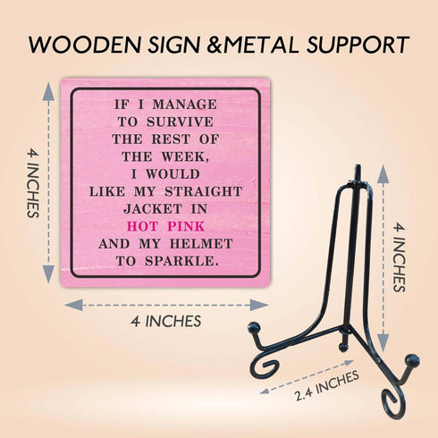 Pink Office Decor - If I manage to survive this week I would like my straight jacket to be in Hot Pink & my Helmet to Sparkle-Home Office Desk Decor, Gifts For Families, Friends & Coworkers (Pink)-D10