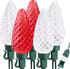 Brizled Red & White Christmas Lights, 33ft 50 LED Faceted C9 String