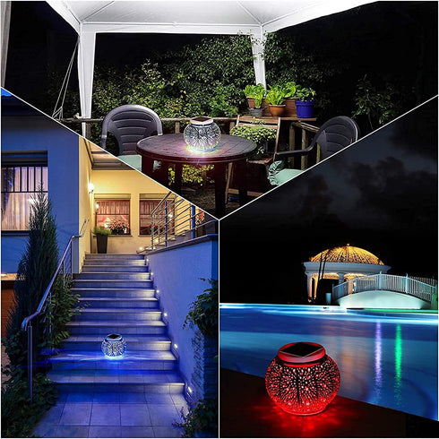 yuans Solar Table Light, Solar Mosaic Lights Color Changing Solar Glass Ball Garden Lights Waterproof Solar Night