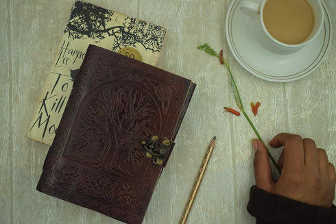 5 7 inches 12 17 cm A6 OVERDOSE Tree Leather Journal With Brass C-Lock - Handmade Journal For Students, Office Bound
