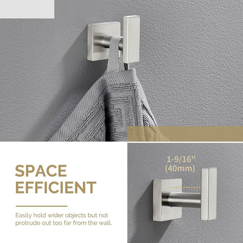 Angle Simple Bathroom Towel Hook, SUS304 Stainless Steel Single Shower Hanger, Brushed Nickel