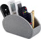 TV Remote Holder Tray with 5 Compartments, PU Leather Caddy for Media Remote Storage, Glasses, Makeup Brush (Grey)
