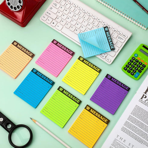 Phone Message Pad - 4 x 3.4 Inch Bright Color Self Adhesive Message Book, Call Back Notepad for Home Office School