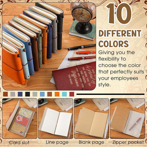 Panitay 20 Pcs Employee Appreciation Gifts, Leather Journal with Pens, 10 Travel Journals with Pockets for Office
