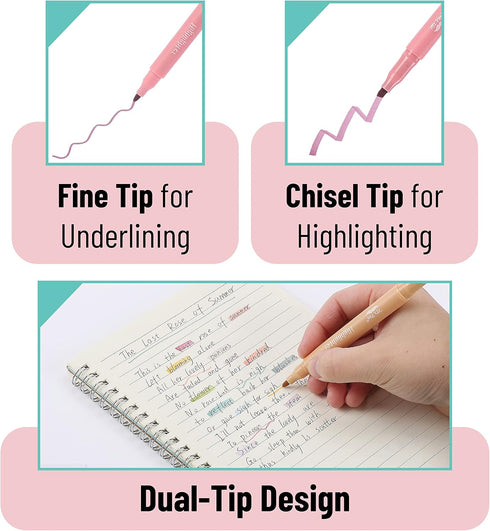 Mr. Pen Dual Tip Highlighters, Morandi Colors, 16 Pack Fine & Chisel Tip Pastel Highlighter Set