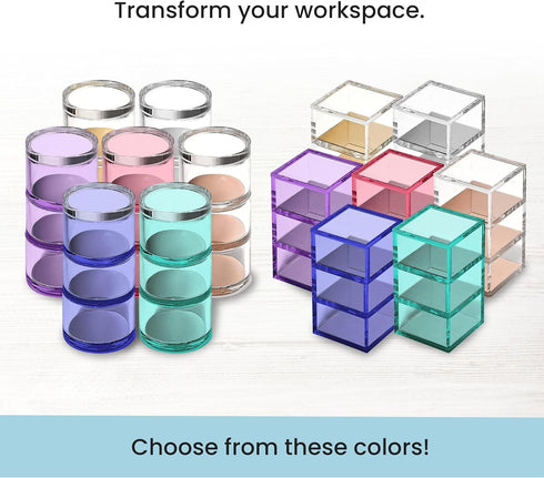 OfficeGoods 3-Tier Stackable Acrylic Holder, Stylish Desk Organizer for Office or Home with Gold Metal Base