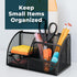 Greenco Mesh Desk Organizer, Small Black Caddy with 6 Compartments for Office & Dorm Room Supplies Storage