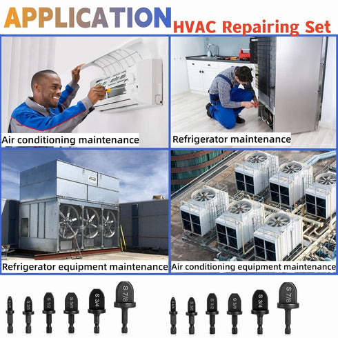 12Pcs HVAC Repair Kit - Air Conditioner Tube Expander Swaging Tool with Boring Drill Bits for Soft Copper Tubing