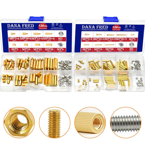 M2 M3 Hex Brass Standoff Spacers Nuts Screws Kit, 240pcs for DIY Computer Build, Electronic Projects