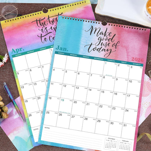 Wall Calendar 2025-2026, 18 Monthly Calendar from July 2025 to December 2026, Large Blocks, Twin-Wire Binding