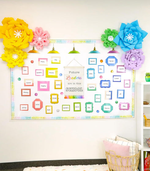 Carson Dellosa 3D Flower Bulletin Board Decorations, Blue, Purple, Green Paper Flowers for Wall Parties Classroom