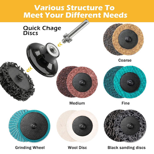 80PCS 2 Inch Set, 1/4" VIGRUE Sanding Discs Die Grinder Pad for Drill Die Grinder Accessories with Shank Holder