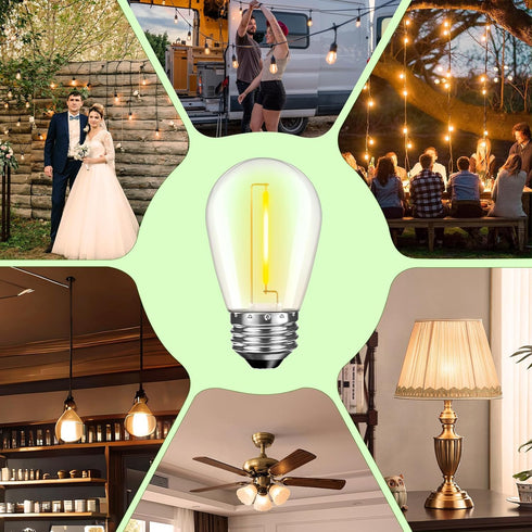 15 Pack Dimmable LED S14 Replacement Light Bulbs, 1W Vintage Edison, E26 Base, 2200K Warm White
