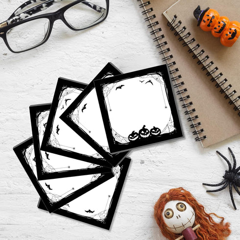 Halloween Sticky Note Pads, 450 Pieces with Spider Pumpkin Bat, 3 Styles, 50 Sheets Each, 9 Books Total