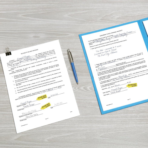 Redi-Tag 91032 Arrow Message Page Flag Refills, "Please Sign & Date", Yellow, 120 per Roll (Box of 6)