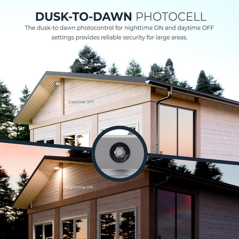 ALB 2000 HALO Outdoor Dusk-to-Dawn LED Security Area Light with Lumens, Wall or Pole Mount - Textured Gray