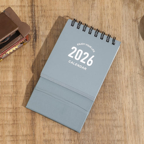 Mini Desk Calendar 2025-2026, Small Desktop Calendar from July 2025 to Dec 2026, Thick Paper with Stickers (Mini Grey)