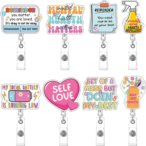 Cute Funny Retractable Badge Reel - 8PCS Nursing Retractable Badge Holders Alligator