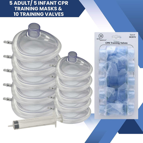 Pack 5 5 Combo of CPR Training Masks, Adult & Infant with Valves, MCR Medical
