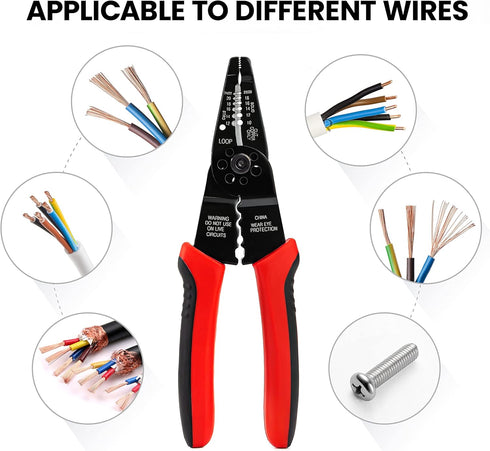 KAIWEETS Wire Stripper 10-22 AWG, Multipurpose Electrical Wire Pliers with Screw Cutter