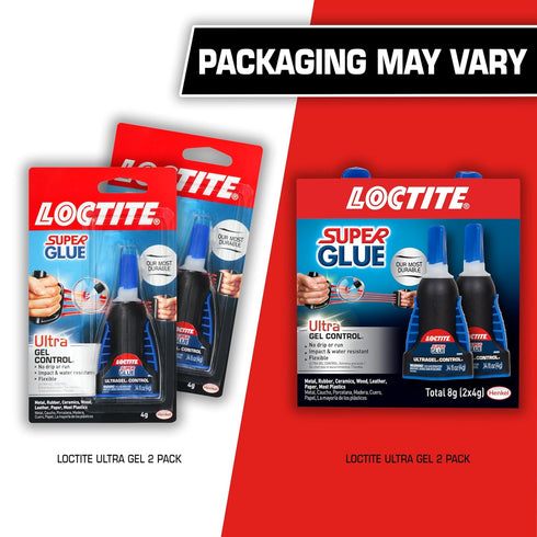 Loctite Super Glue Ultra Gel Control, Clear, 0.14 fl oz Bottle, 2 Pack for Plastic, Wood, Metal