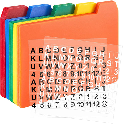 Lewtemi 50 Pieces Index Card Dividers Set with Tabs and Self-Adhesive Number Stickers for Recipe Business