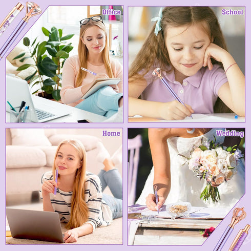 BESARME 4 Pcs Purple Pens Set, Mother's Day Gifts for Women Girls, Crystal Diamond Fancy Pens