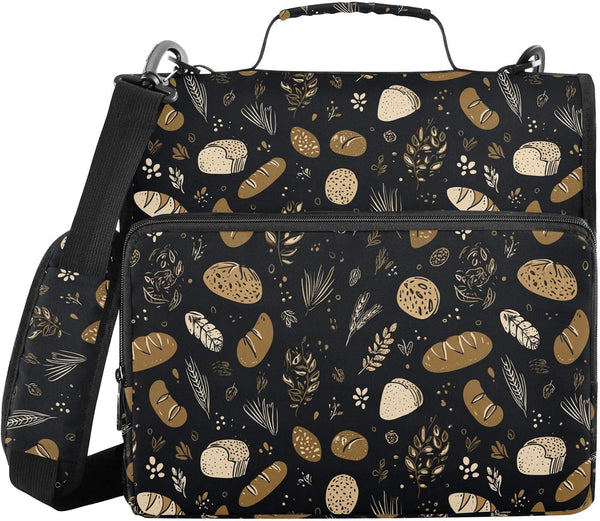 foixnub Bread and Bakery Coffee Zipper Binder 3 Ring with Shoulder Strap 2