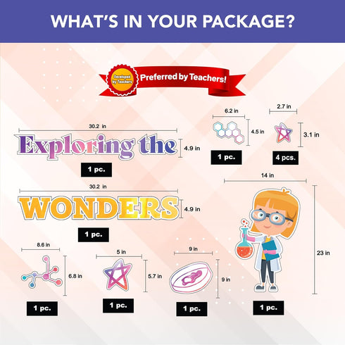 Decorably 17 Pcs Science Classroom Decorations - Bulletin Board Sets for Science Lab & Classroom Decor