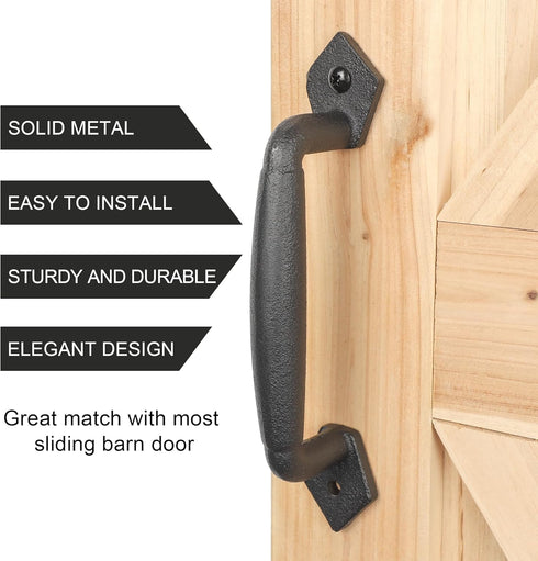 Sliding Rustic Barn Door Handles, 8 Inch Heavy Duty Large Design Pull for DIY Sliding Barn Door, Matte Black