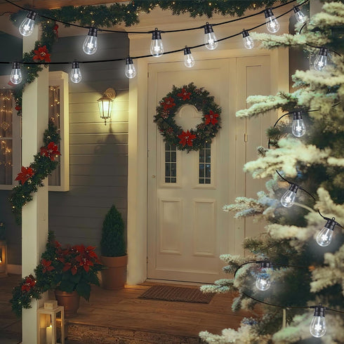 50FT 16Pcs S14 Bulb(1 Spare),4 Bulb LED Outdoor String Lights, Patio Lights with Shatterproof Lighting Mode