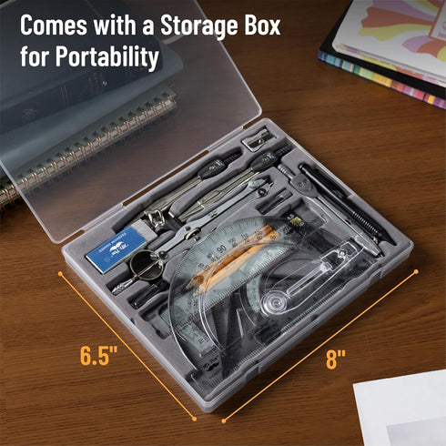 Mr. Pen Set 6 Inch Set 15 Set Geometry with Swing Arm Protractor, Divider, Squares, Ruler, Compasses and Protractor