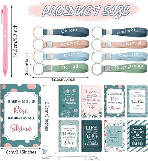 PerKoop 48 Pcs Inspirational Gifts Bulk Motivational Notepads Ballpoint Pens Keychains Set Classic Notebook Journal Lined for Teachers School Office Party Favor Supplies by PerKoop