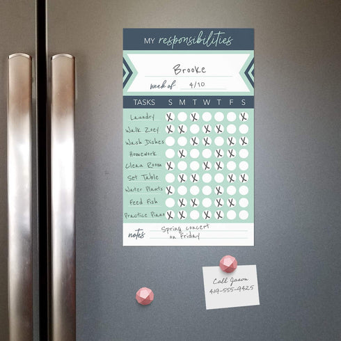 Modern Weekly Chore Chart, 6" x 10" Sticky Note Fill-in Task List for Homeschool Assignments